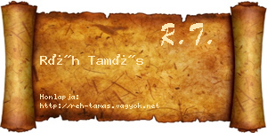 Réh Tamás névjegykártya
